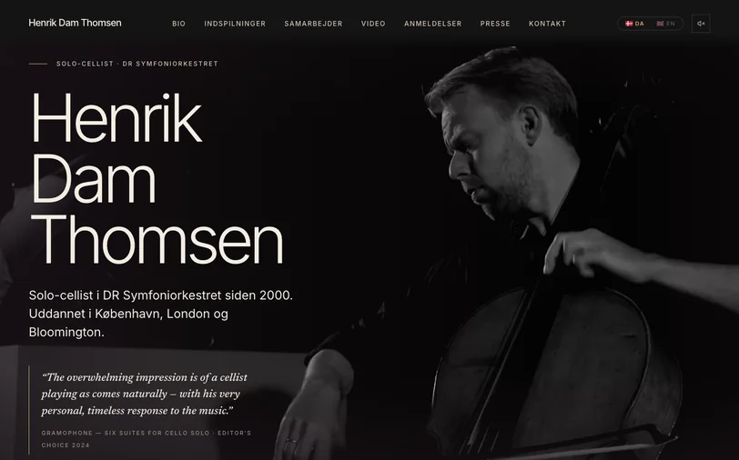 Case: Henrik Dam Thomsen — tosproget musiker-hjemmeside med CMS