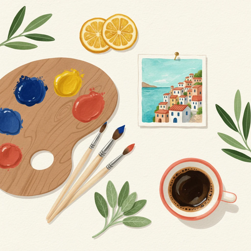 Painter's palette and lemons