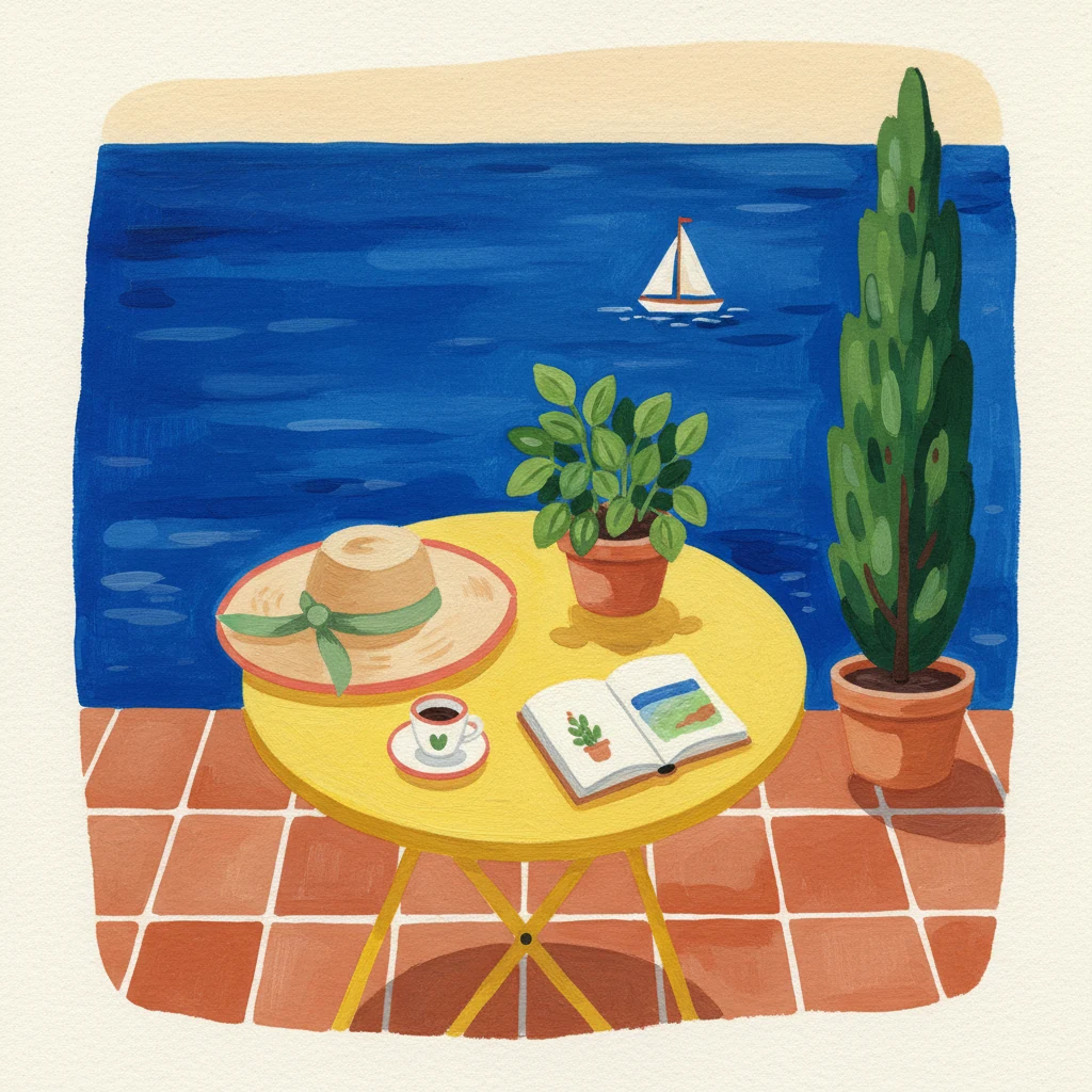 Cafe table by the sea